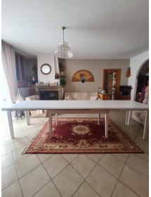 Set tavolo shabby 160X85 180x85 180x100 allungabile con 6 sedie legno seduta legno vista frontale