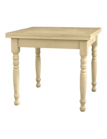 Set tavolo quadrato avorio anticato 80x80 90x90 100x100 allungabile con 4/6 sedie legno seduta legno vista frontale