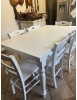 Set tavolo bianco gamba tornita 100x70 120x80 130x85 140x80 160x85 allungabile con 4/6 sedie seduta paglia vista frontale