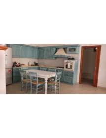 Set tavolo bianco gamba tornita 100x70 120x80 130x85 140x80 160x85 allungabile con 4/6 sedie seduta paglia vista frontale