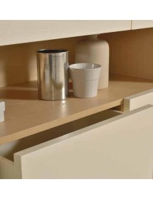 CREDENZA IN FRASSINO BIANCO PATINATO SEMILUCIDO 2 PORTE 4 CASSETTI ...