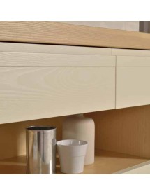CREDENZA IN FRASSINO BIANCO PATINATO SEMILUCIDO 2 PORTE 4 CASSETTI ...
