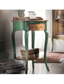 Porta telefono rotondo 1 cassetto legno verde shabby 57X57x83