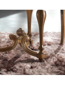 Tavolino rotondo classico legno piano vetro bassano 62X62x60