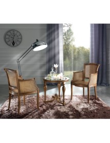 Tavolino rotondo classico legno piano vetro bassano 62X62x60