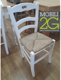 Set tavolo shabby gamba tornita 100x70 120x80 130x85 140x80 160x85 allungabile con 4/6 sedie seduta paglia VISTA FRONTALE