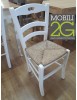 Set tavolo shabby gamba tornita 100x70 120x80 130x85 140x80 160x85 allungabile con 4/6 sedie seduta paglia VISTA FRONTALE