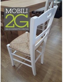 Set tavolo shabby gamba tornita 100x70 120x80 130x85 140x80 160x85 allungabile con 4/6 sedie seduta paglia VISTA FRONTALE