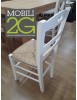 Set tavolo shabby gamba tornita 100x70 120x80 130x85 140x80 160x85 allungabile con 4/6 sedie seduta paglia VISTA FRONTALE