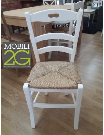 Set tavolo shabby gamba tornita 100x70 120x80 130x85 140x80 160x85 allungabile con 4/6 sedie seduta paglia VISTA FRONTALE