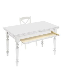 MOBILI 2G - TAVOLO ATTREZZATO DA CUCINA SHABBY BIANCO 140X80X80
