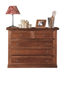 Cassettiera 5 cassetti arte povera legno tinta noce 120x50X85