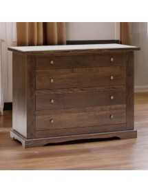 MOBILI 2G - Cassettiera arte povera 4 cassetti legno tinta noce 115x50x90 (78F) vista frontale