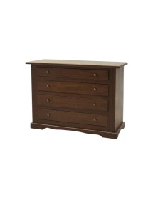 MOBILI 2G - Cassettiera arte povera 4 cassetti legno tinta noce 115x50x90 (78F) vista frontale