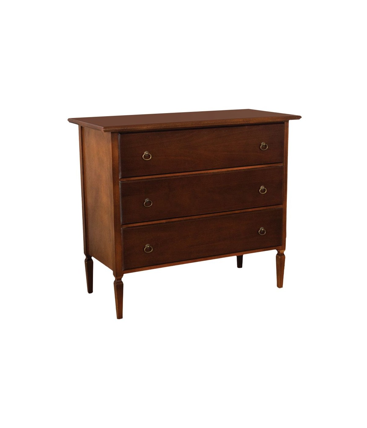 Cassettiera 3 cassetti arte povera legno tinta noce 110x50X95 (79) vista frontale