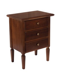 COMODINO ARTE POVERA IN LEGNO 3 CASSETTI TINTA NOCE 51X34X67 (79) vista frontale