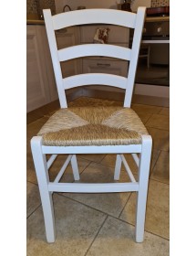 Set tavolo quadrato shabby gamba tornita 90x90 100x100 allungabile con 4/6 sedie seduta paglia VISTA FRONTALE