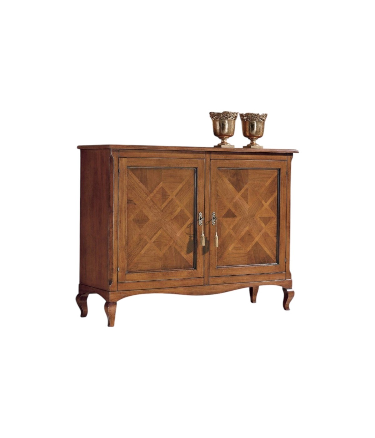 MOBILI 2G - CREDENZA 2 PORTE CLASSICA INTARSIO LEGNO BASSANO 146X49x113