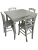 Set tavolo quadrato shabby grigio anticato 90x90 100x100 allungabile con 4 sedie seduta legno VISTA FRONTALE