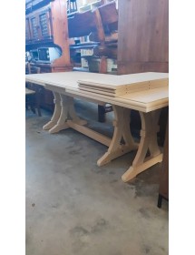 MOBILI 2G - Tavolo rettangolare allungabile Legno grezzo 160x85 180x85 180x100  vista frontale