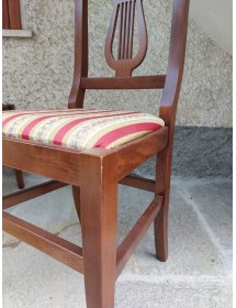 MOBILI 2G - Set tavolo provenzale dipinto 160x85 allungabile con 6 sedie seduta imbottita vista frontale