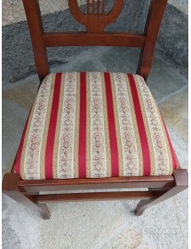 MOBILI 2G - Set tavolo provenzale dipinto 160x85 allungabile con 6 sedie seduta imbottita vista frontale