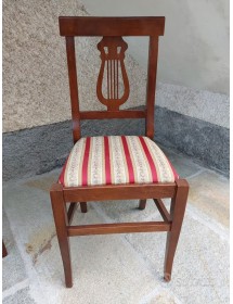 MOBILI 2G - Set tavolo provenzale dipinto 160x85 allungabile con 6 sedie seduta imbottita vista frontale