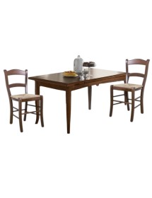 Set tavolo goccia tinta noce 160x85 allungabile con 6 sedie Friuli seduta paglia
