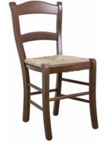 Set tavolo goccia tinta noce 160x85 allungabile con 6 sedie Friuli seduta paglia