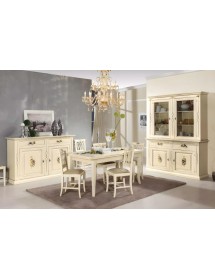 SET 2 SEDIE LEGNO LACCATO AVORIO CON DECORI