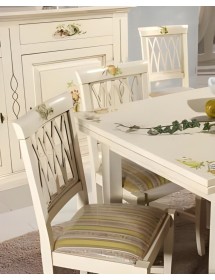 Set tavolo provenzale dipinto 120x80 130x85 140x80 160x85 allungabile con 4/6 sedie seduta imbottita
