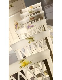 Set tavolo provenzale dipinto 120x80 130x85 140x80 160x85 allungabile con 4/6 sedie seduta imbottita