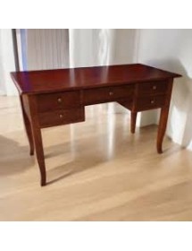 SCRIVANIA IN LEGNO ARTE POVERA 5 CASSETTI TINTA NOCE 130x65x81 (110)