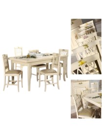 Set tavolo provenzale dipinto 120x80 130x85 140x80 160x85 allungabile con 4/6 sedie seduta imbottita
