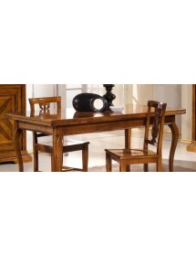 Set tavolo legno allungabile intarsio noce bassano con 4/6 sedie lira seduta legno VISTA FRONTALE