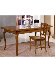 Set tavolo legno allungabile intarsio noce bassano con 4/6 sedie lira seduta legno VISTA FRONTALE