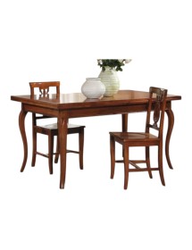 Set tavolo legno allungabile intarsio noce bassano con 4/6 sedie lira seduta legno VISTA FRONTALE