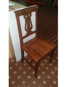 Set tavolo legno allungabile intarsio noce bassano con 4/6 sedie lira seduta legno VISTA FRONTALE