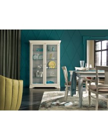 Soggiorno completo classico legno bicolore avorio e grigio