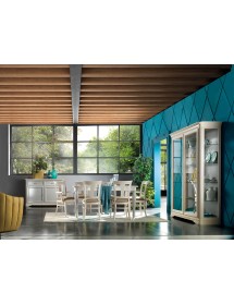 Soggiorno completo classico legno bicolore avorio e grigio