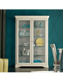 Soggiorno completo classico legno bicolore avorio e grigio