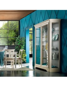 Soggiorno completo classico legno bicolore avorio e grigio