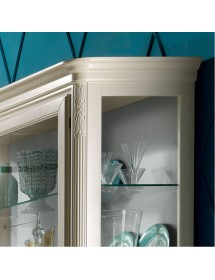 Soggiorno completo classico legno bicolore avorio e grigio