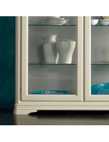 Soggiorno completo classico legno bicolore avorio e grigio