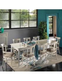 Soggiorno completo classico legno bicolore avorio e grigio