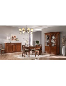 Soggiorno completo classico legno massello con decori in rilievo noce bassano