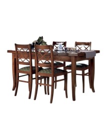 Set tavolo rettangolare 100x70 120x80 130x85 140x80 160x85 allungabile con 4/6 sedie seduta imbottita VISTA FRONTALE