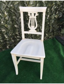 Set 2 sedie a lira legno shabby bianco invecchiato con seduta legno