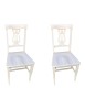Set 2 sedie a lira legno shabby bianco/bianco invecchiato con seduta legno
