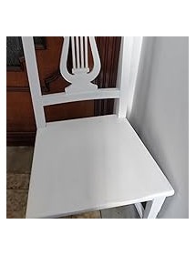Set 2 sedie a lira legno shabby bianco/bianco invecchiato con seduta legno